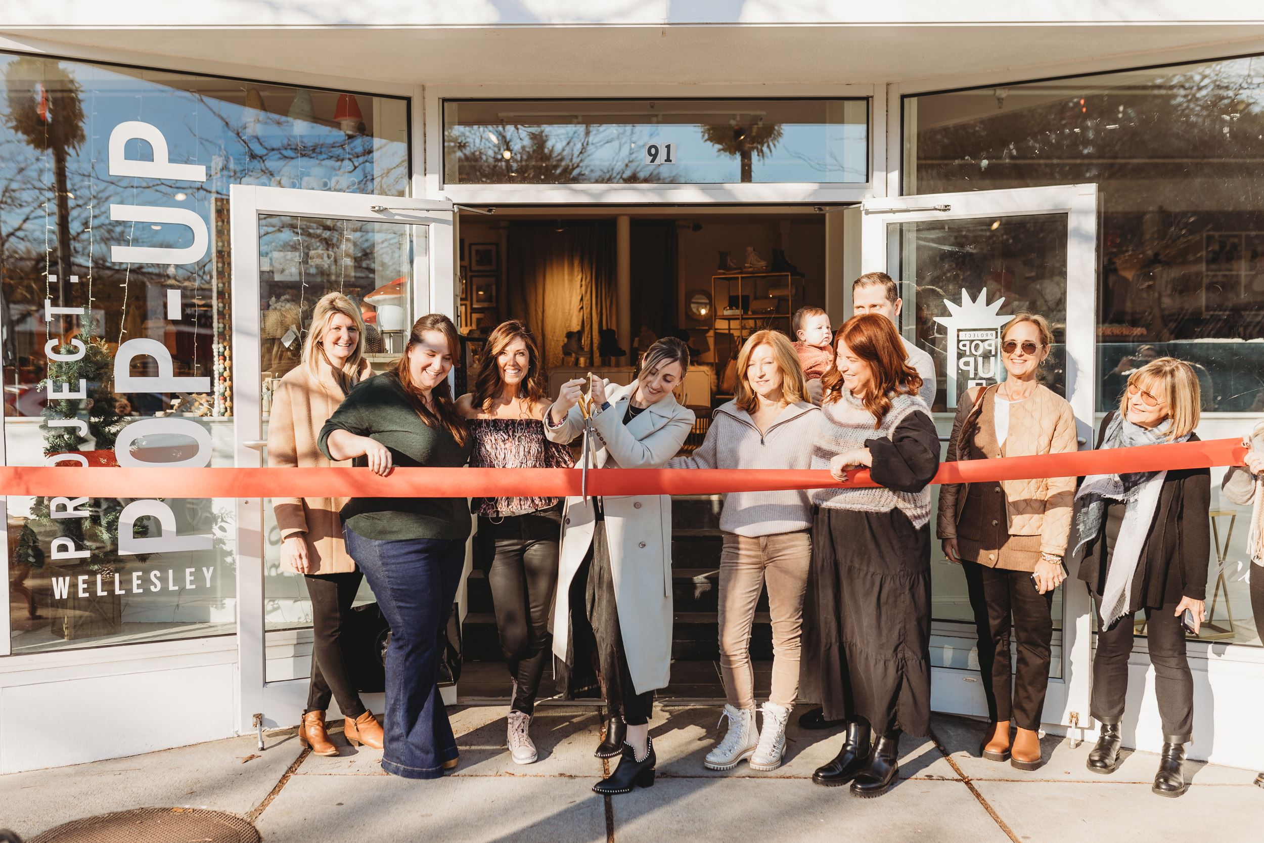 Project pop up ribbon cutting