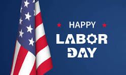 Labor day image with flag and blue background