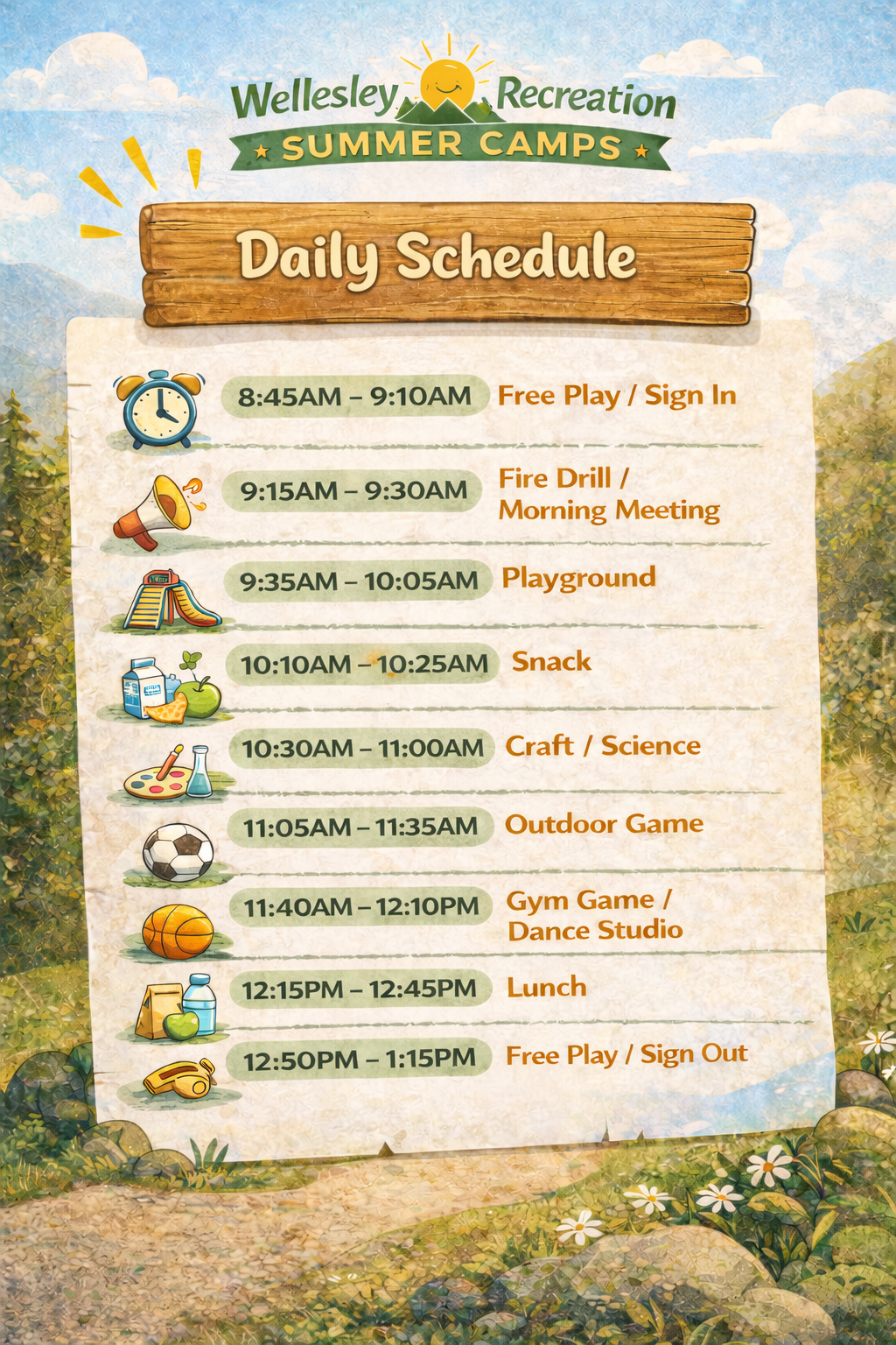 Wellesley Recreation summer camp schedule