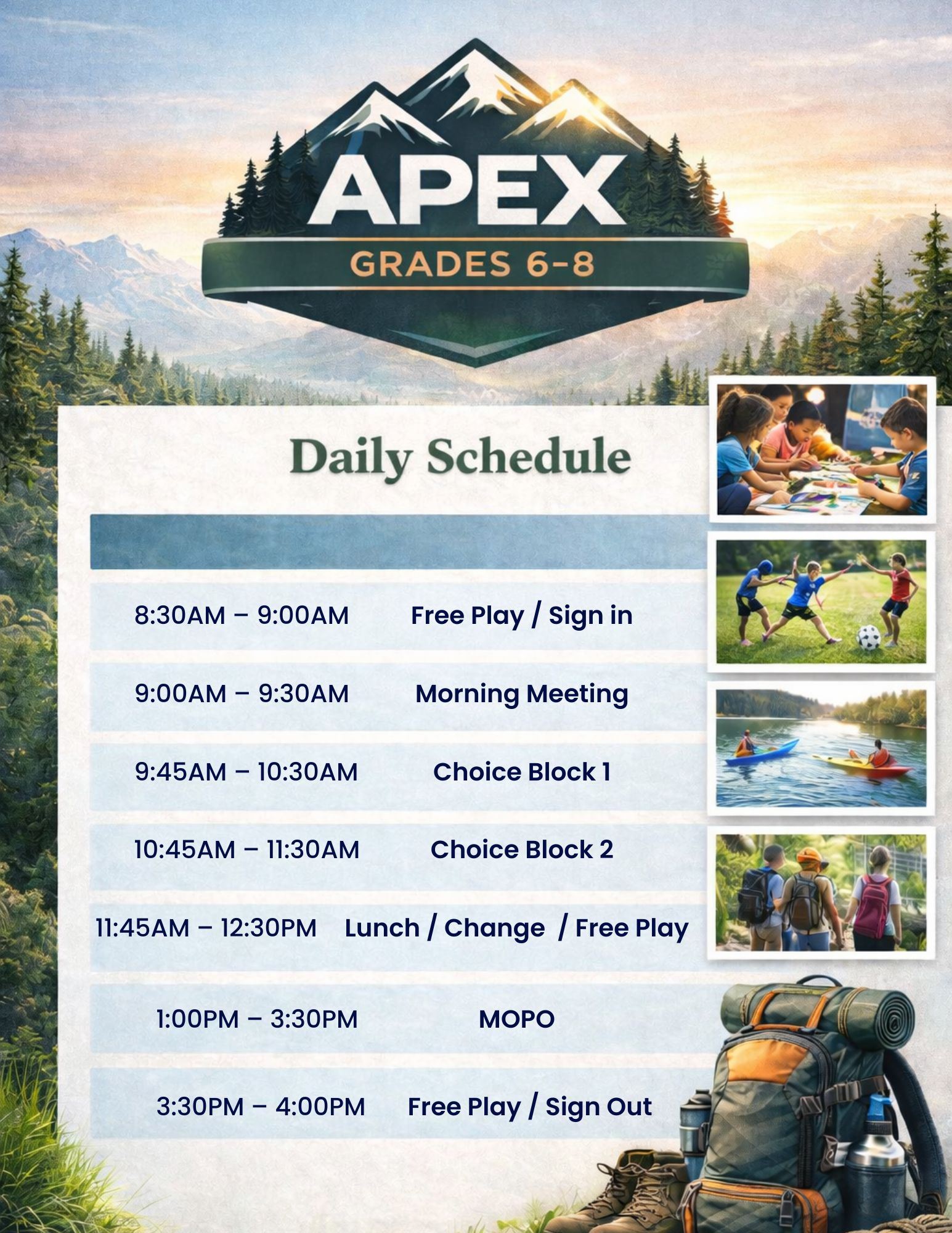 apex daily schedule