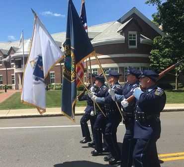 WPD Honor Guard on Washington Street Wellesley.