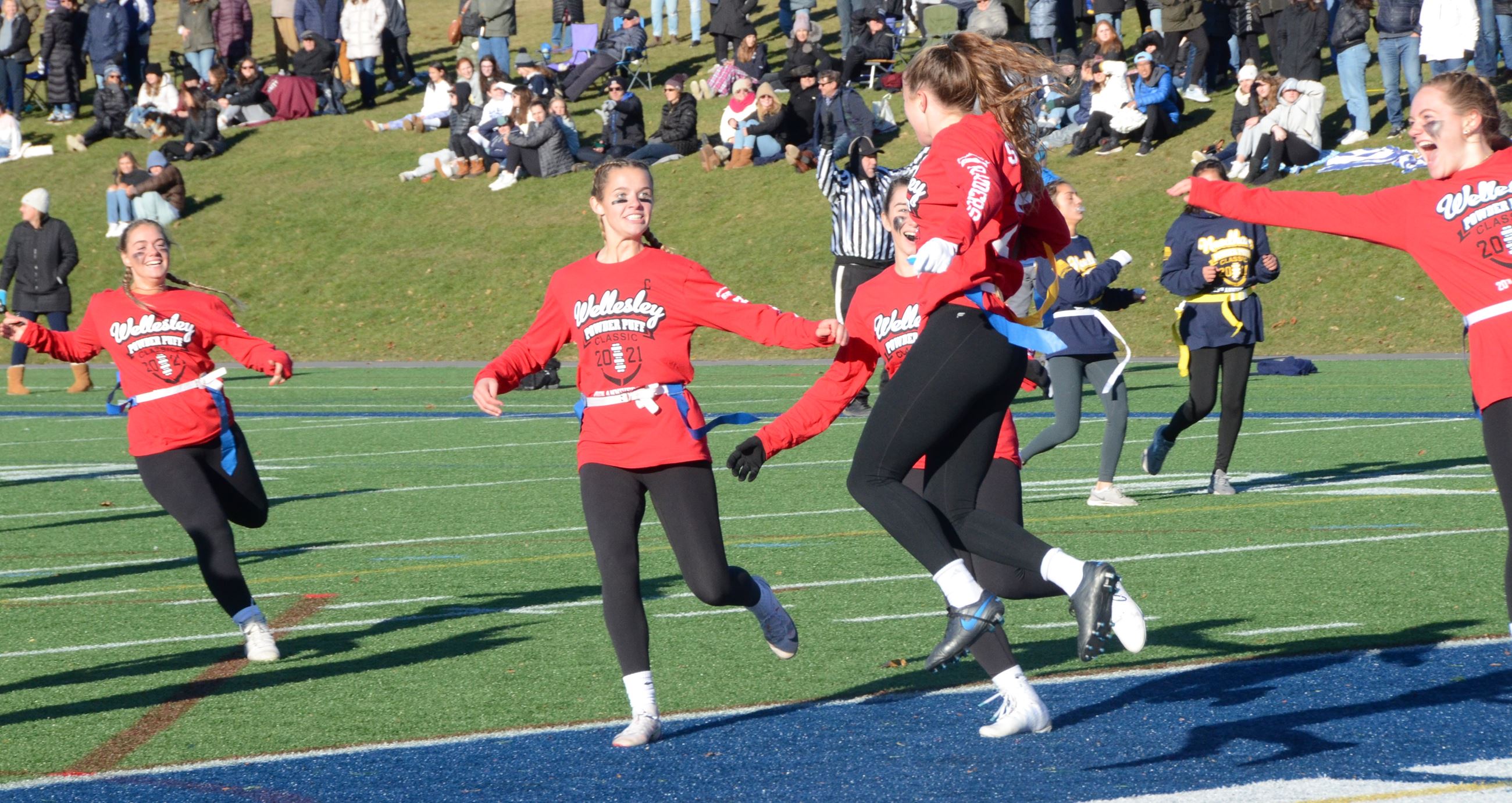 Wellesley touchdown celebration.